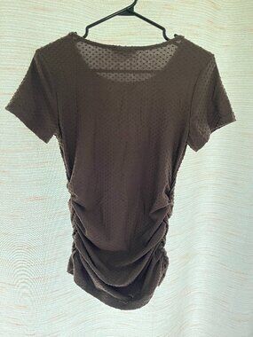 Women's Brown Small Ruched Side Blouse Ekouaer (213)
